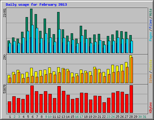 Daily usage for February 2013