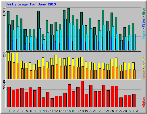 Daily usage for June 2013