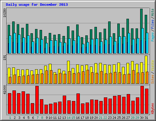 Daily usage for December 2013