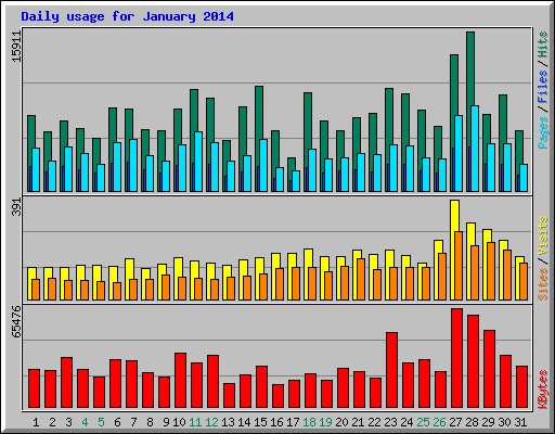Daily usage for January 2014
